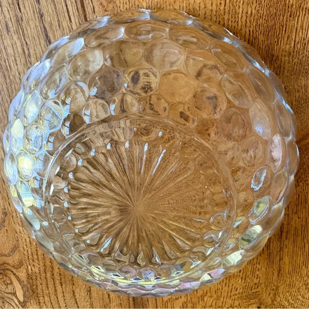 Vintage Glass Bubble Bowl- hint of blue-
